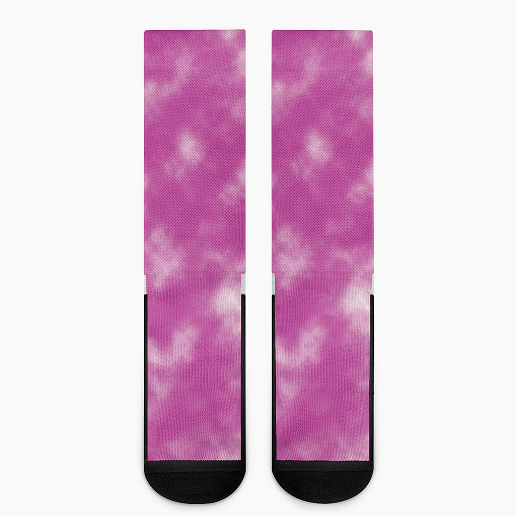 Pink Tie Dye Print Crew Socks