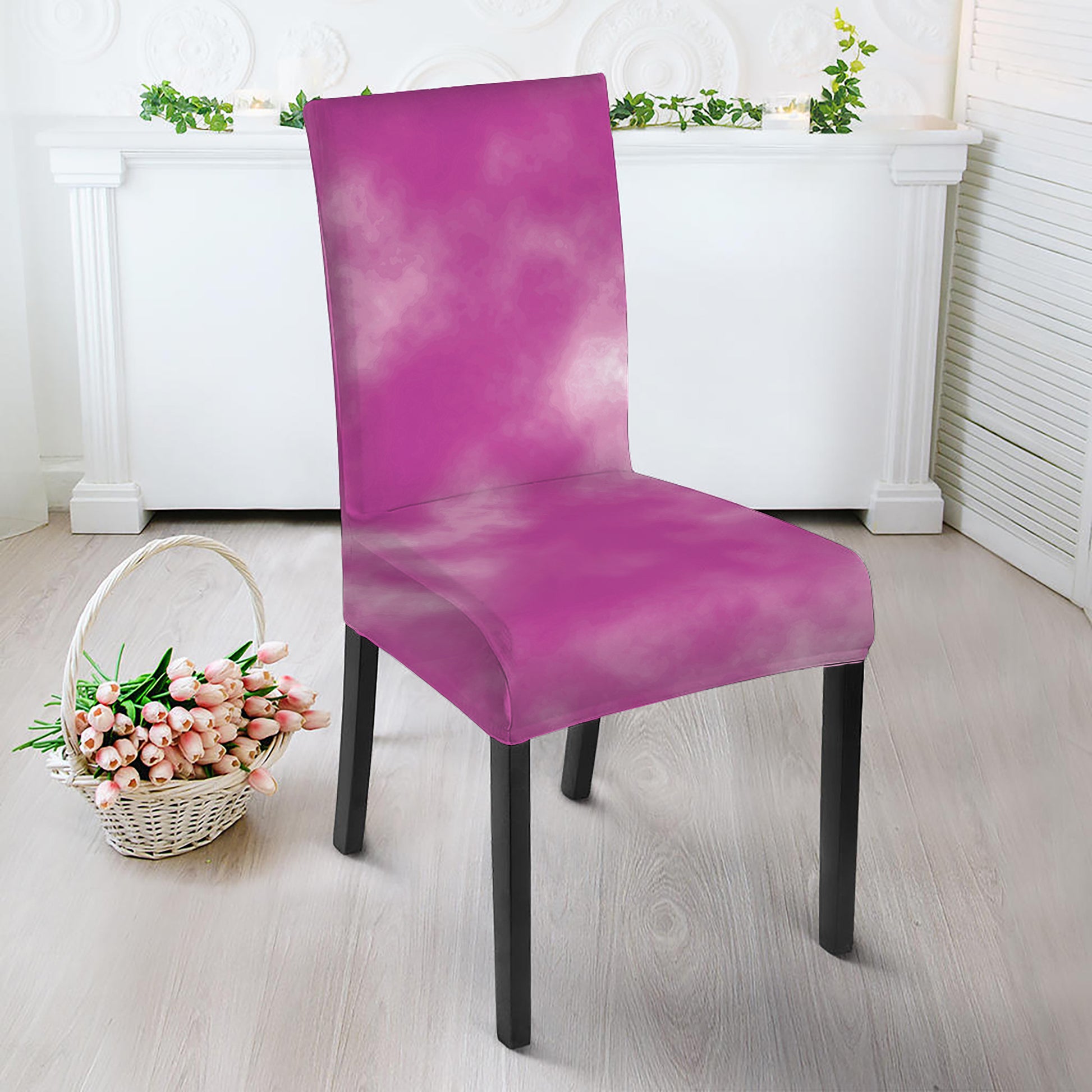 Pink Tie Dye Print Dining Chair Slipcover