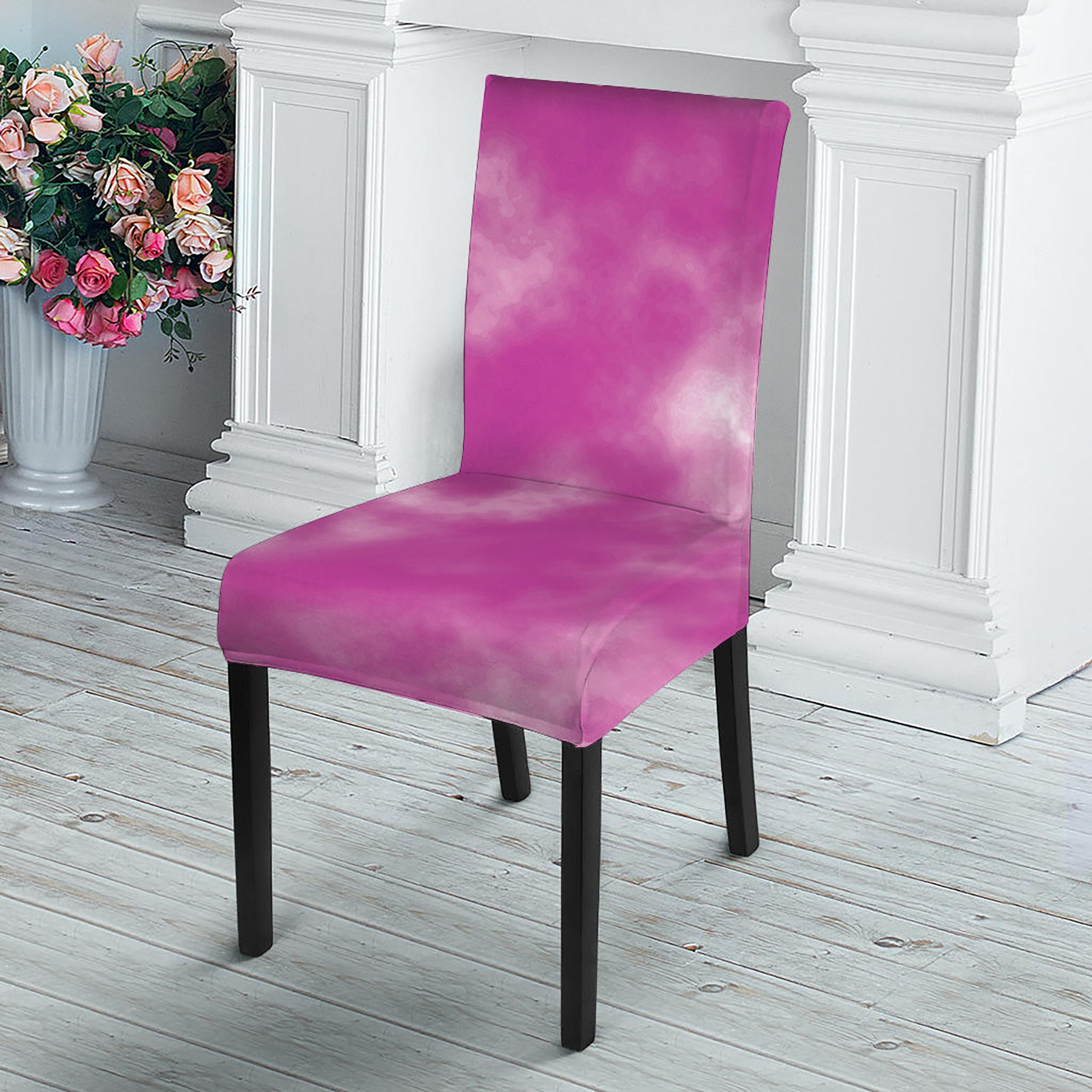 Pink Tie Dye Print Dining Chair Slipcover