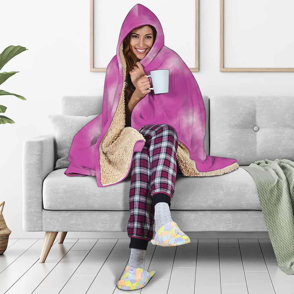 Pink Tie Dye Print Hooded Blanket