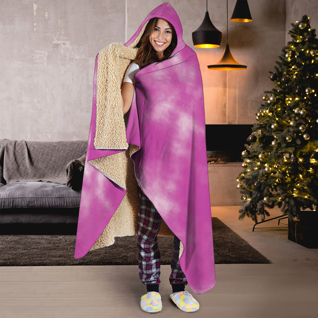 Pink Tie Dye Print Hooded Blanket