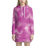Pink Tie Dye Print Hoodie Dress