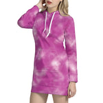 Pink Tie Dye Print Hoodie Dress