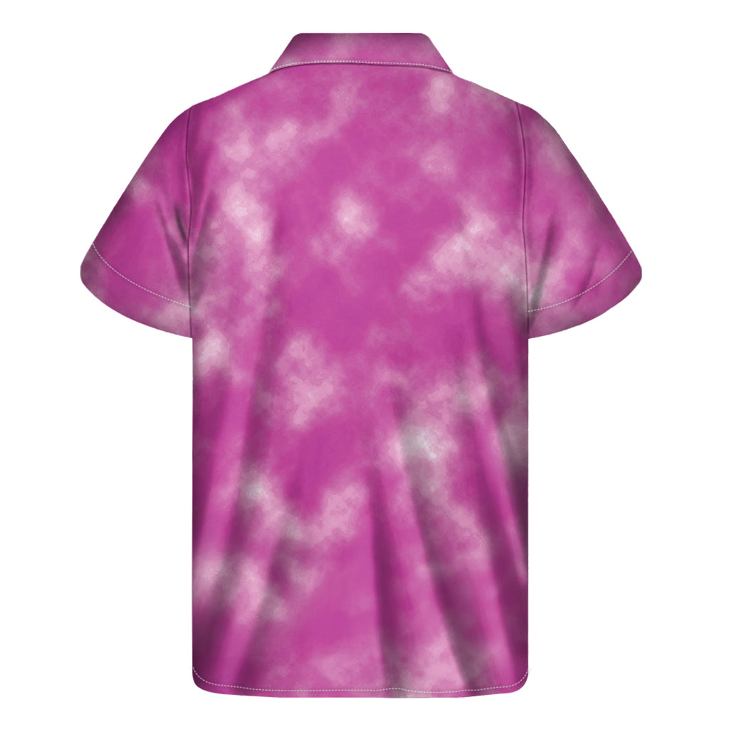 Pink Tie Dye Print Men's Short Sleeve Shirt