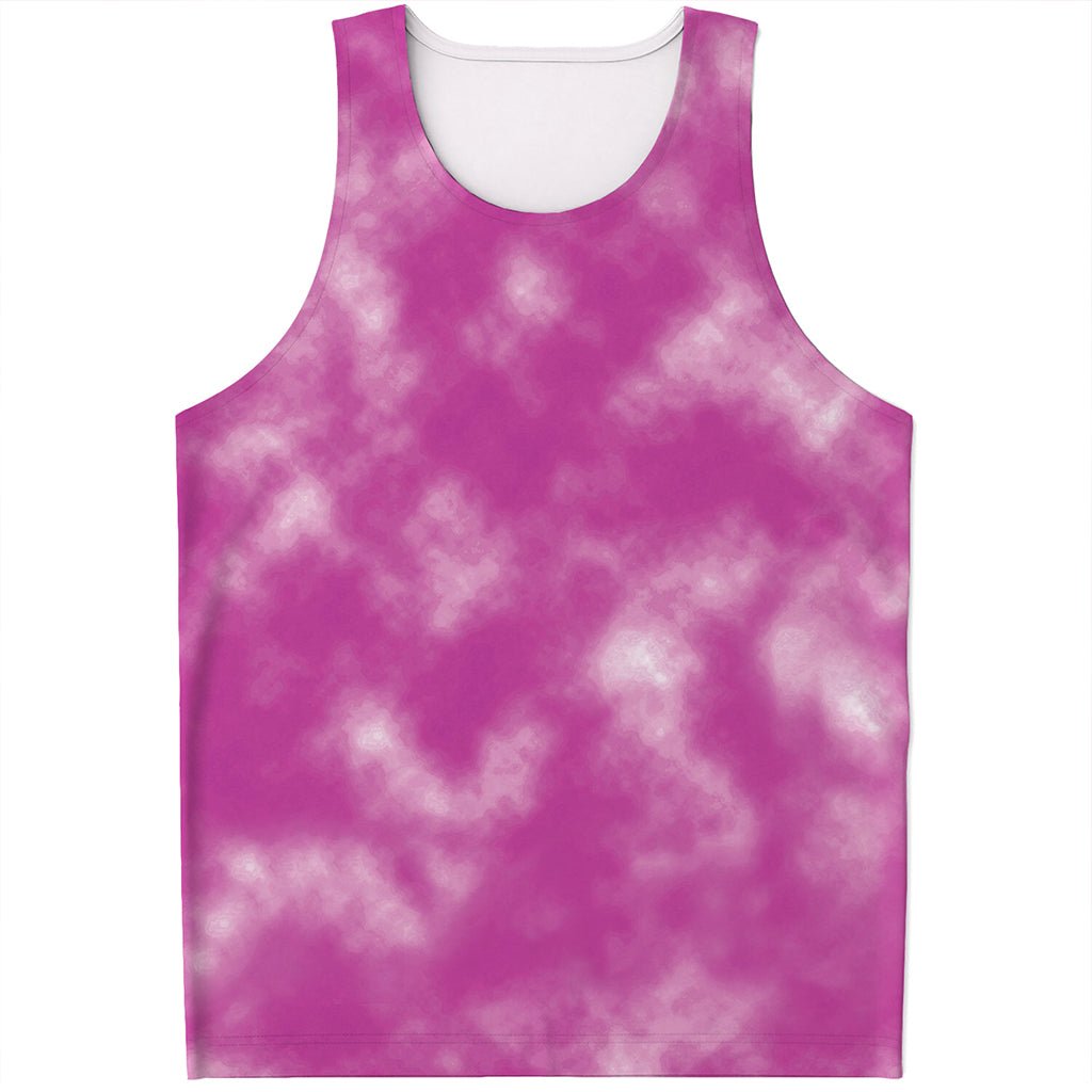 Pink Tie Dye Print Men's Tank Top