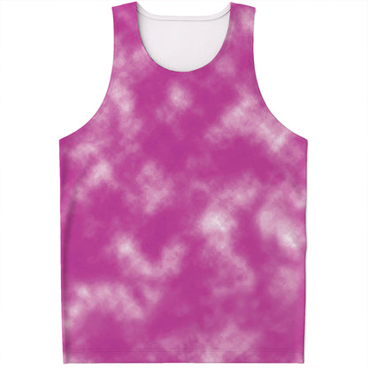 Pink Tie Dye Print Men's Tank Top