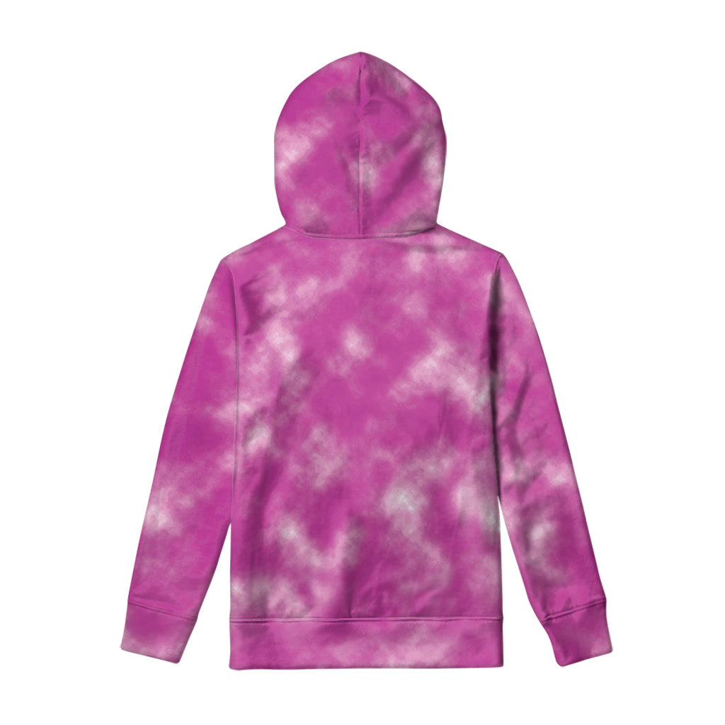 Pink Tie Dye Print Pullover Hoodie