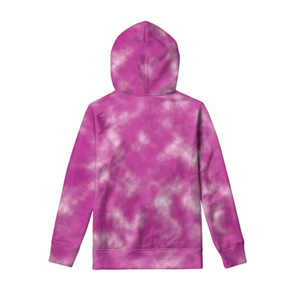 Pink Tie Dye Print Pullover Hoodie