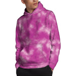 Pink Tie Dye Print Pullover Hoodie