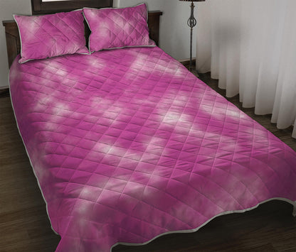 Pink Tie Dye Print Quilt Bed Set