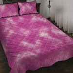 Pink Tie Dye Print Quilt Bed Set