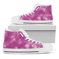 Pink Tie Dye Print White High Top Sneakers