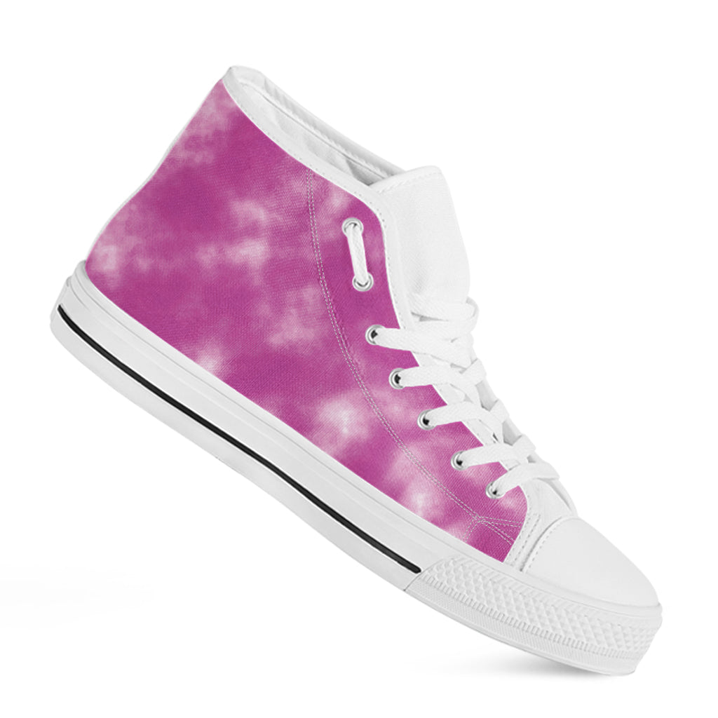Pink Tie Dye Print White High Top Shoes