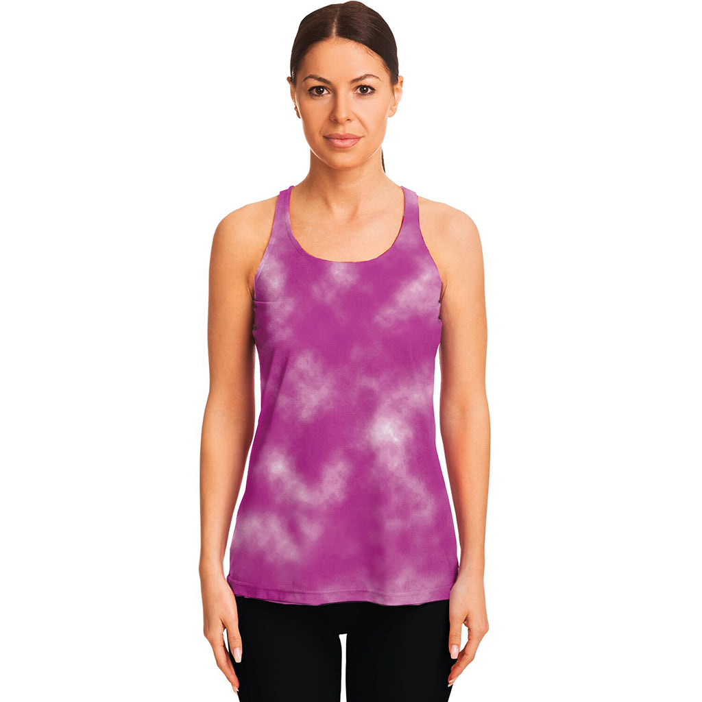 Pink Tie Dye Print Women's Racerback Tank Top