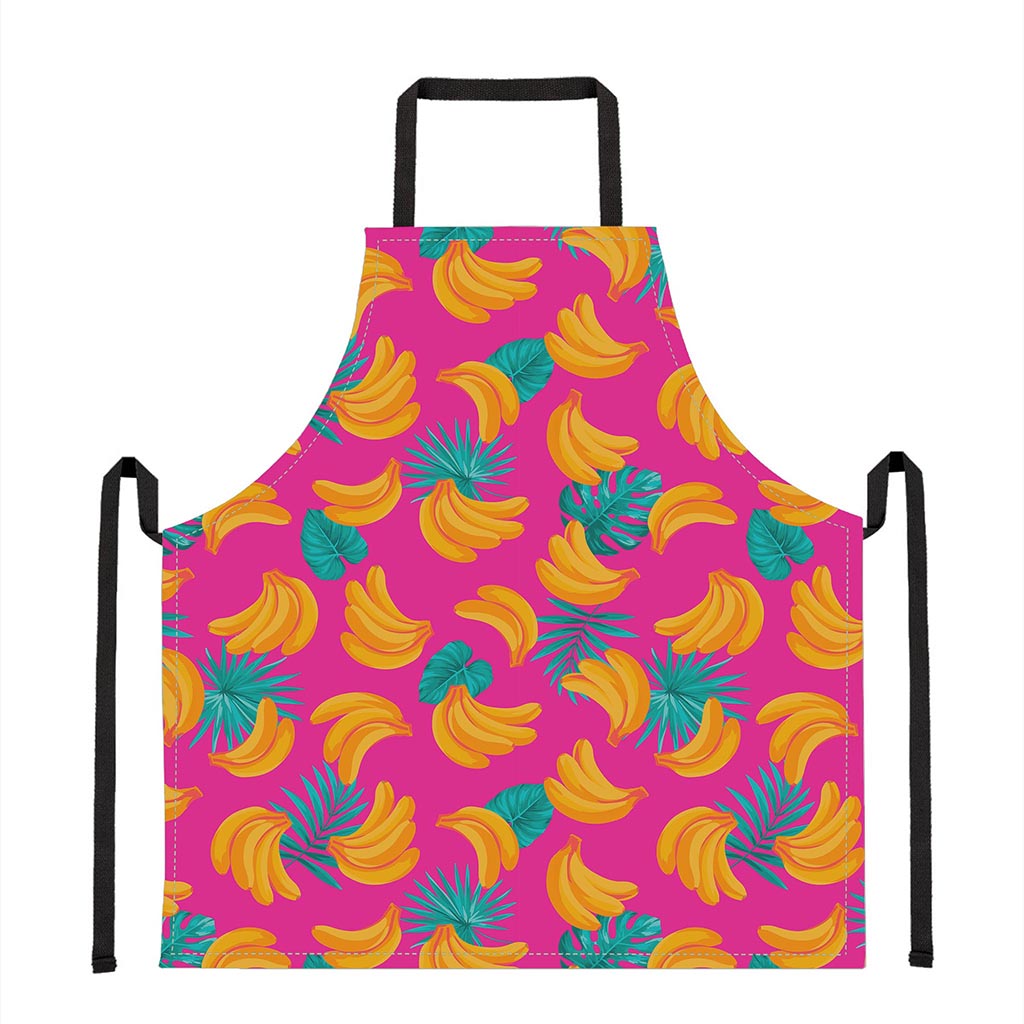 Pink Tropical Banana Pattern Print Apron