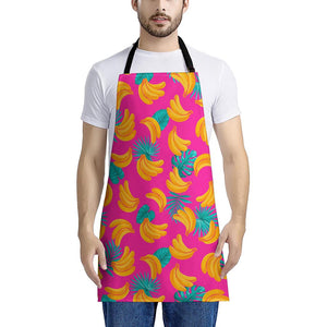 Pink Tropical Banana Pattern Print Apron