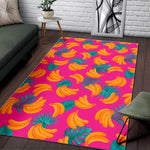 Pink Tropical Banana Pattern Print Area Rug GearFrost