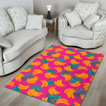 Pink Tropical Banana Pattern Print Area Rug GearFrost