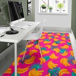 Pink Tropical Banana Pattern Print Area Rug GearFrost