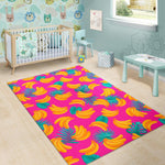 Pink Tropical Banana Pattern Print Area Rug GearFrost