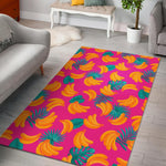 Pink Tropical Banana Pattern Print Area Rug GearFrost