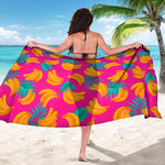 Pink Tropical Banana Pattern Print Beach Sarong Wrap