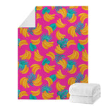 Pink Tropical Banana Pattern Print Blanket