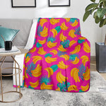 Pink Tropical Banana Pattern Print Blanket