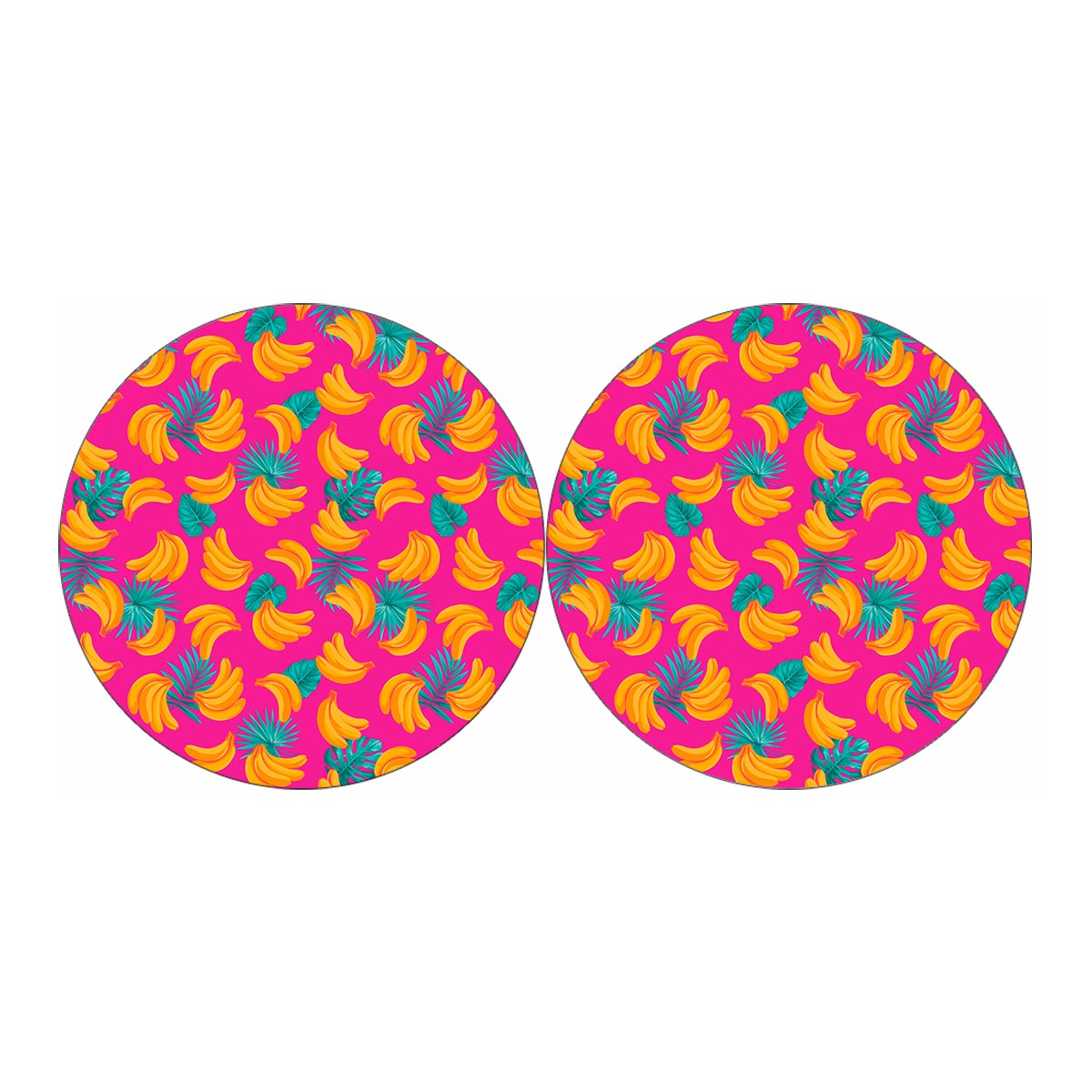 Pink Tropical Banana Pattern Print Car Coasters