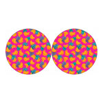 Pink Tropical Banana Pattern Print Car Coasters