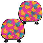 Pink Tropical Banana Pattern Print Car Headrest Covers