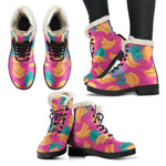 Pink Tropical Banana Pattern Print Comfy Boots GearFrost