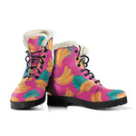 Pink Tropical Banana Pattern Print Comfy Boots GearFrost