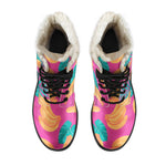 Pink Tropical Banana Pattern Print Comfy Boots GearFrost