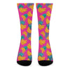 Pink Tropical Banana Pattern Print Crew Socks