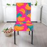 Pink Tropical Banana Pattern Print Dining Chair Slipcover