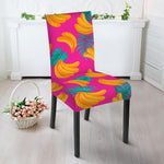 Pink Tropical Banana Pattern Print Dining Chair Slipcover