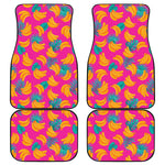 Pink Tropical Banana Pattern Print Front and Back Car Floor Mats