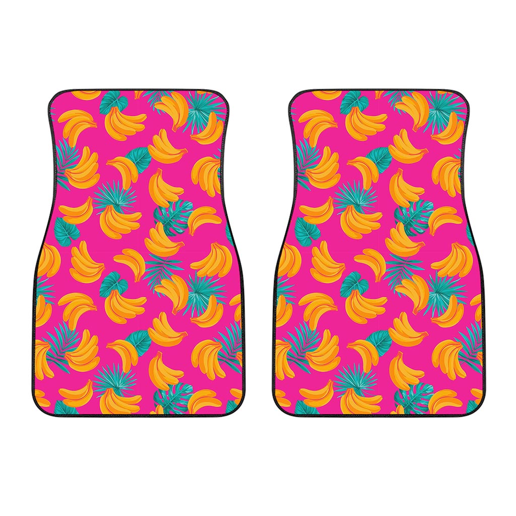 Pink Tropical Banana Pattern Print Front Car Floor Mats