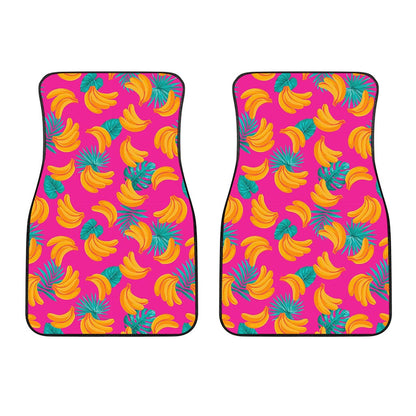 Pink Tropical Banana Pattern Print Front Car Floor Mats