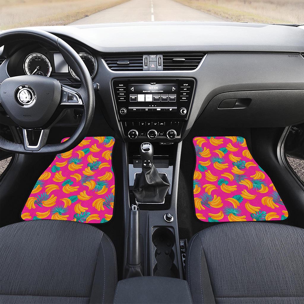 Pink Tropical Banana Pattern Print Front Car Floor Mats