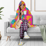 Pink Tropical Banana Pattern Print Hooded Blanket