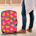 Pink Tropical Banana Pattern Print Luggage Cover GearFrost