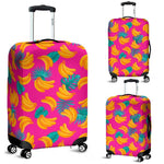 Pink Tropical Banana Pattern Print Luggage Cover GearFrost