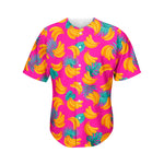Pink Tropical Banana Pattern Print Men's Baseball Jersey