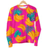 Pink Tropical Banana Pattern Print Men's Crewneck Sweatshirt GearFrost