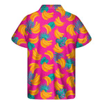 Pink Tropical Banana Pattern Print Men's Short Sleeve Shirt