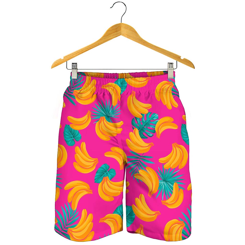 Pink Tropical Banana Pattern Print Men's Shorts
