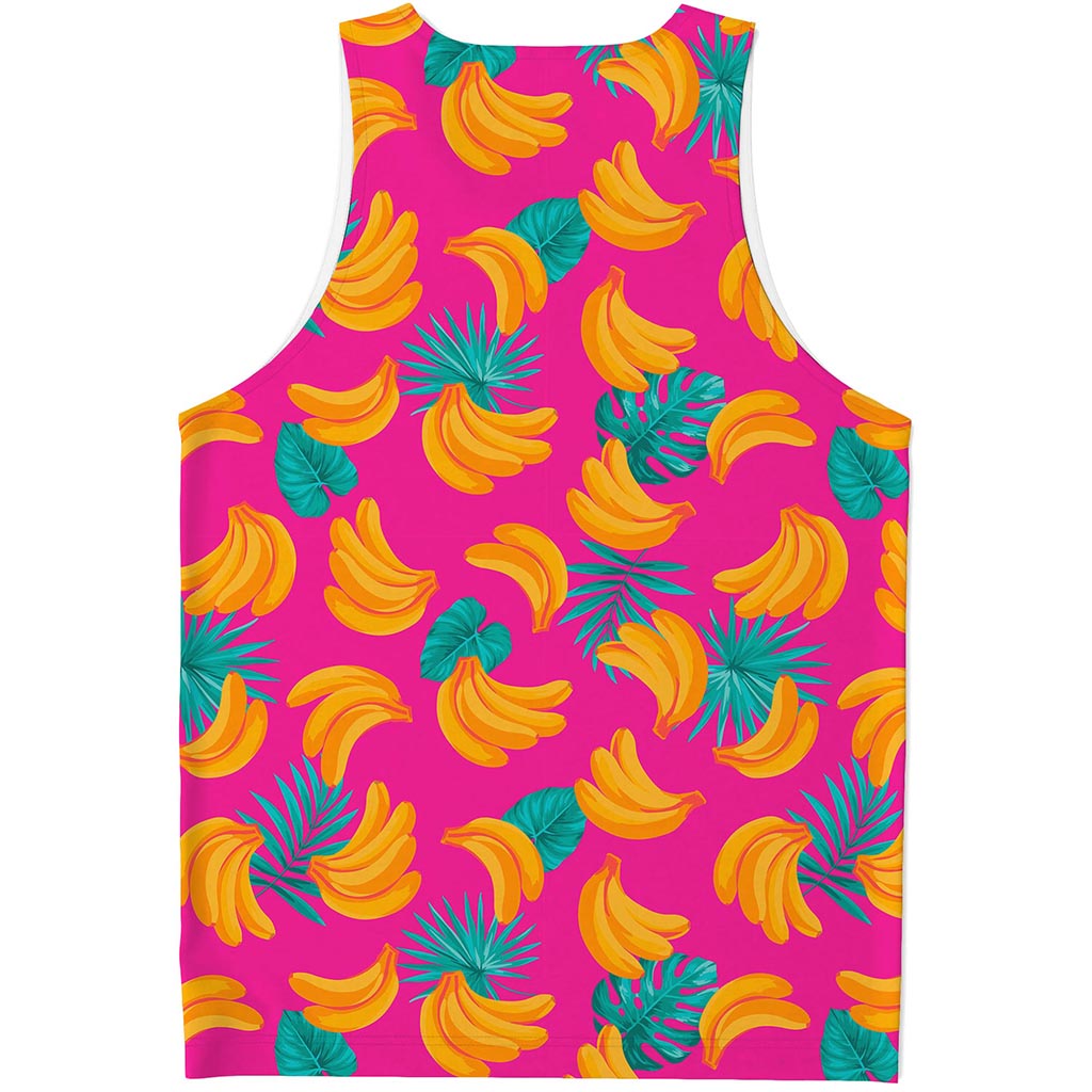 Pink Tropical Banana Pattern Print Men's Tank Top