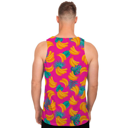 Pink Tropical Banana Pattern Print Men's Tank Top